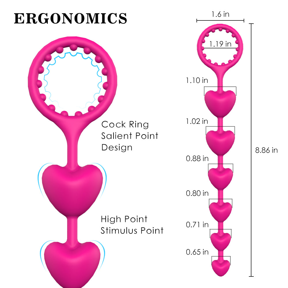 Classic Heart Shaped Anal Beads with cock ring