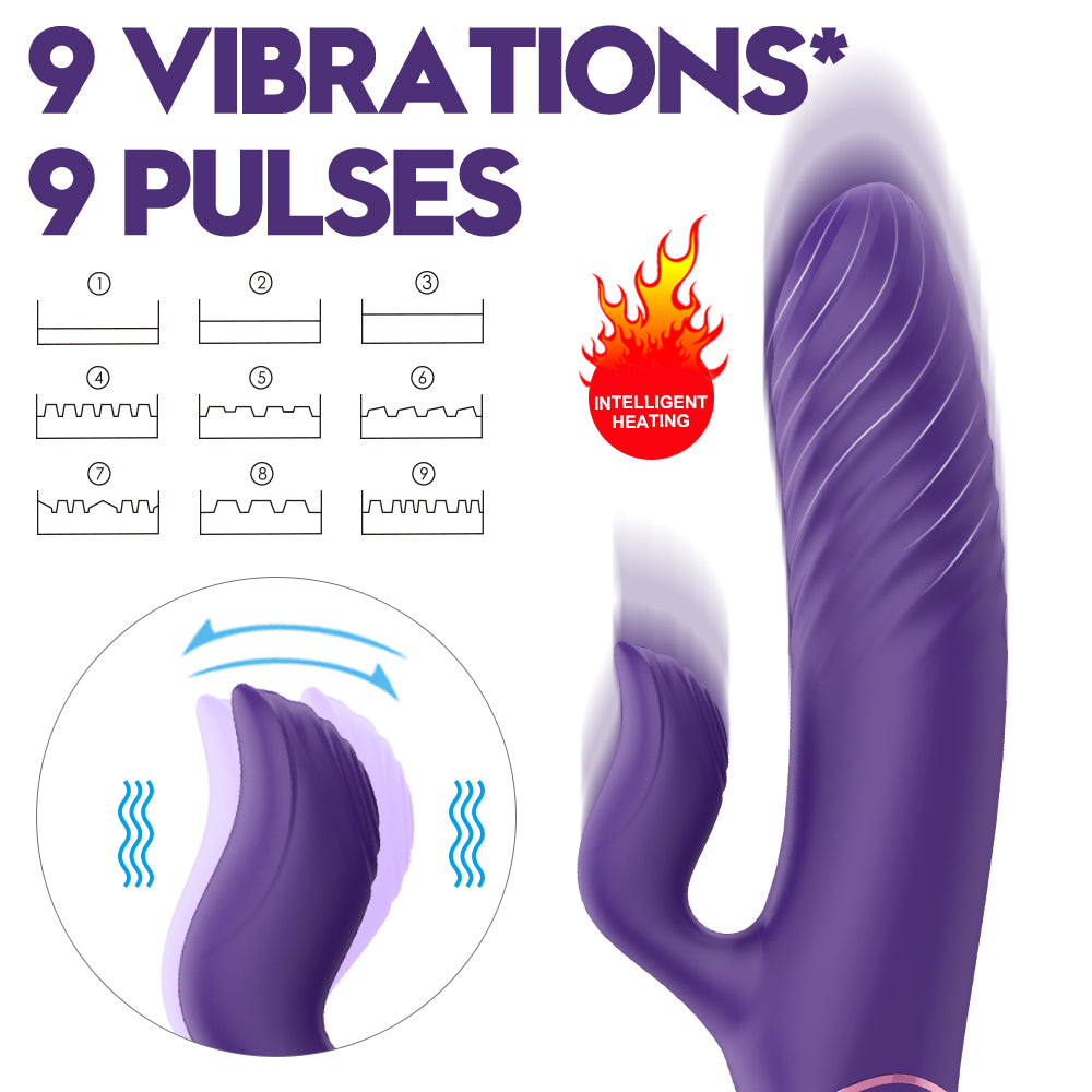 Clitorial Pulsing and Warming Thrusting Vibrator with Waterproof and Rechargeable Designs