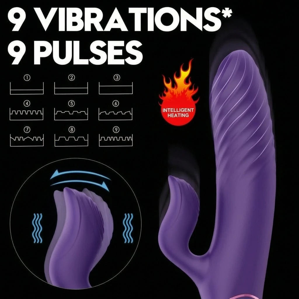 Clitorial Pulsing and Warming Thrusting Vibrator with Waterproof and Rechargeable Designs