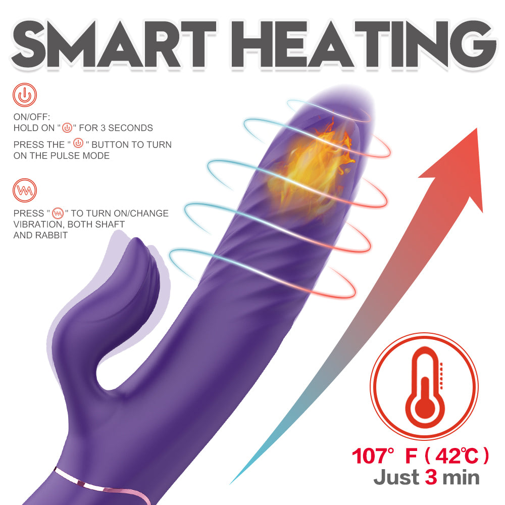 Clitorial Pulsing and Warming Thrusting Vibrator with Waterproof and Rechargeable Designs