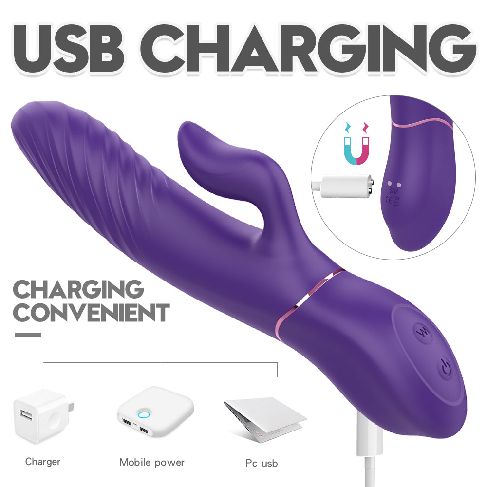 Clitorial Pulsing and Warming Thrusting Vibrator with Waterproof and Rechargeable Designs