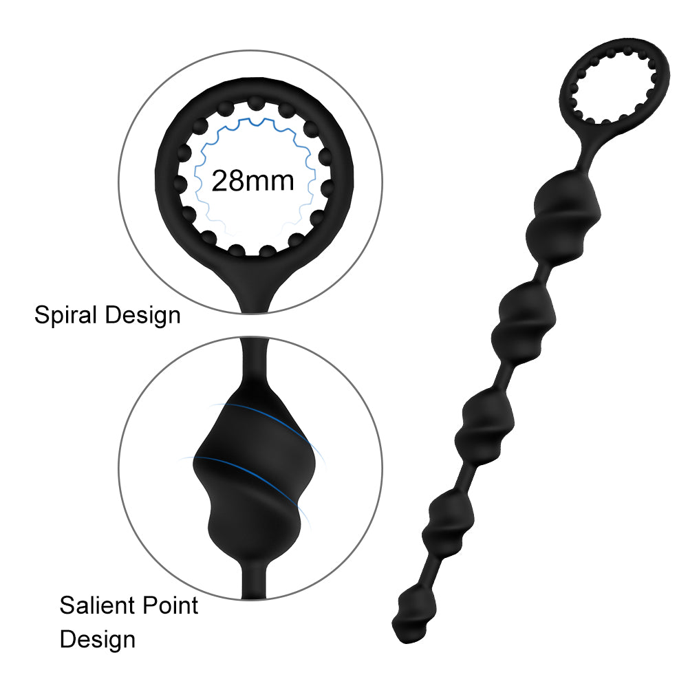 Gradual and Spiral anal Beads with cock ring