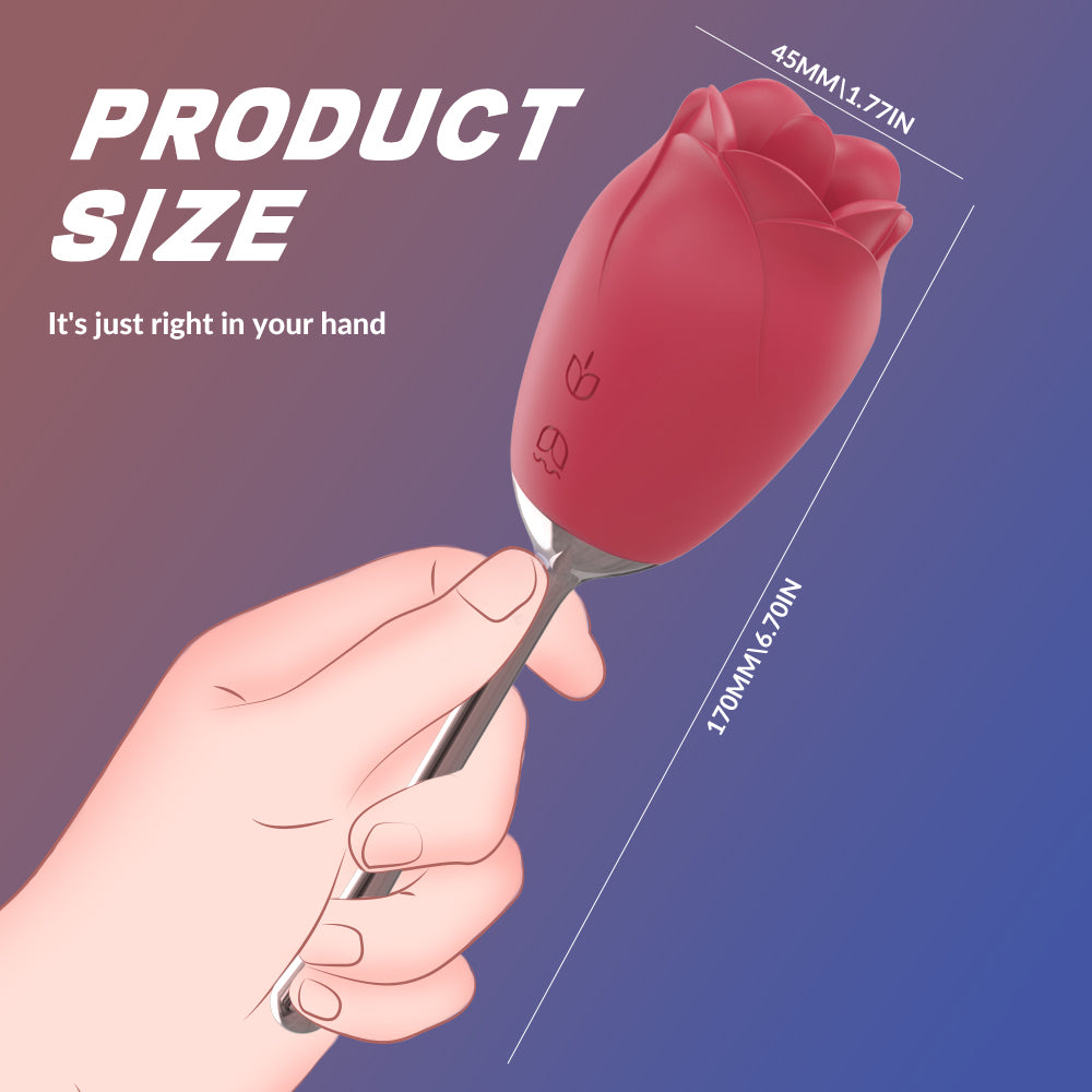 Red Rose & Waterproof Design Tongue Vibrator with Waterproof and Rechargeable Designs