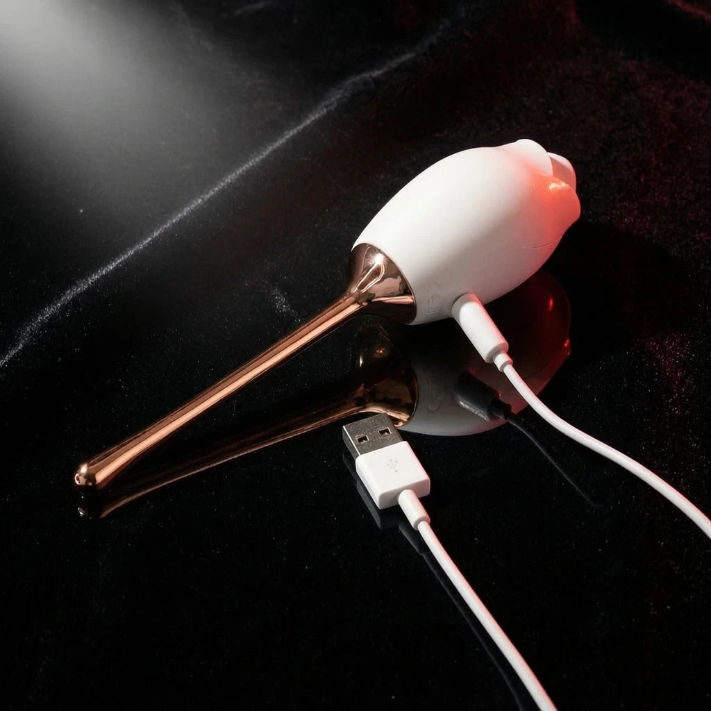 Red Rose & Waterproof Design Tongue Vibrator with Waterproof and Rechargeable Designs