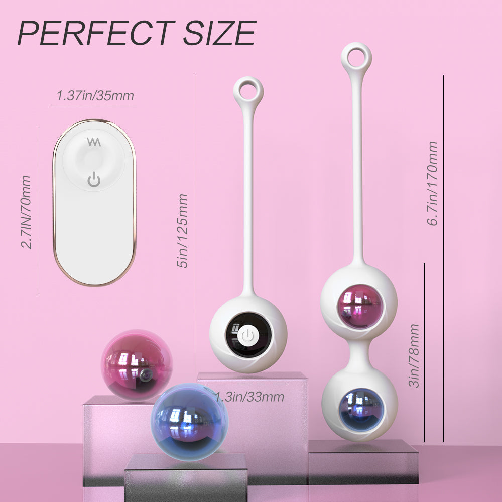 Remote Vibrator White Kegal Ball Set with Waterproof and Rechargeable Designs