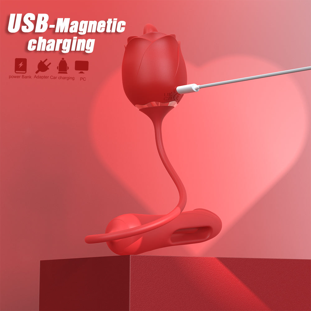 Rose Bud Clit & G Spot Stimulator Tongue Vibrator with Waterproof and Rechargeable Designs