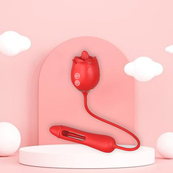 Rose Bud Clit & G Spot Stimulator Tongue Vibrator with Waterproof and Rechargeable Designs