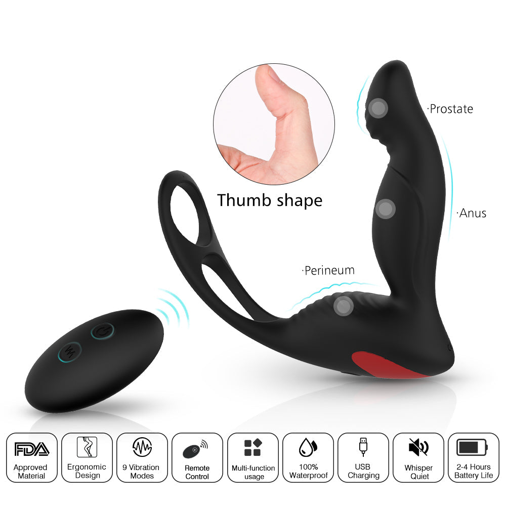 2-in-1 Remote Control Cock Ring Prostate Massager