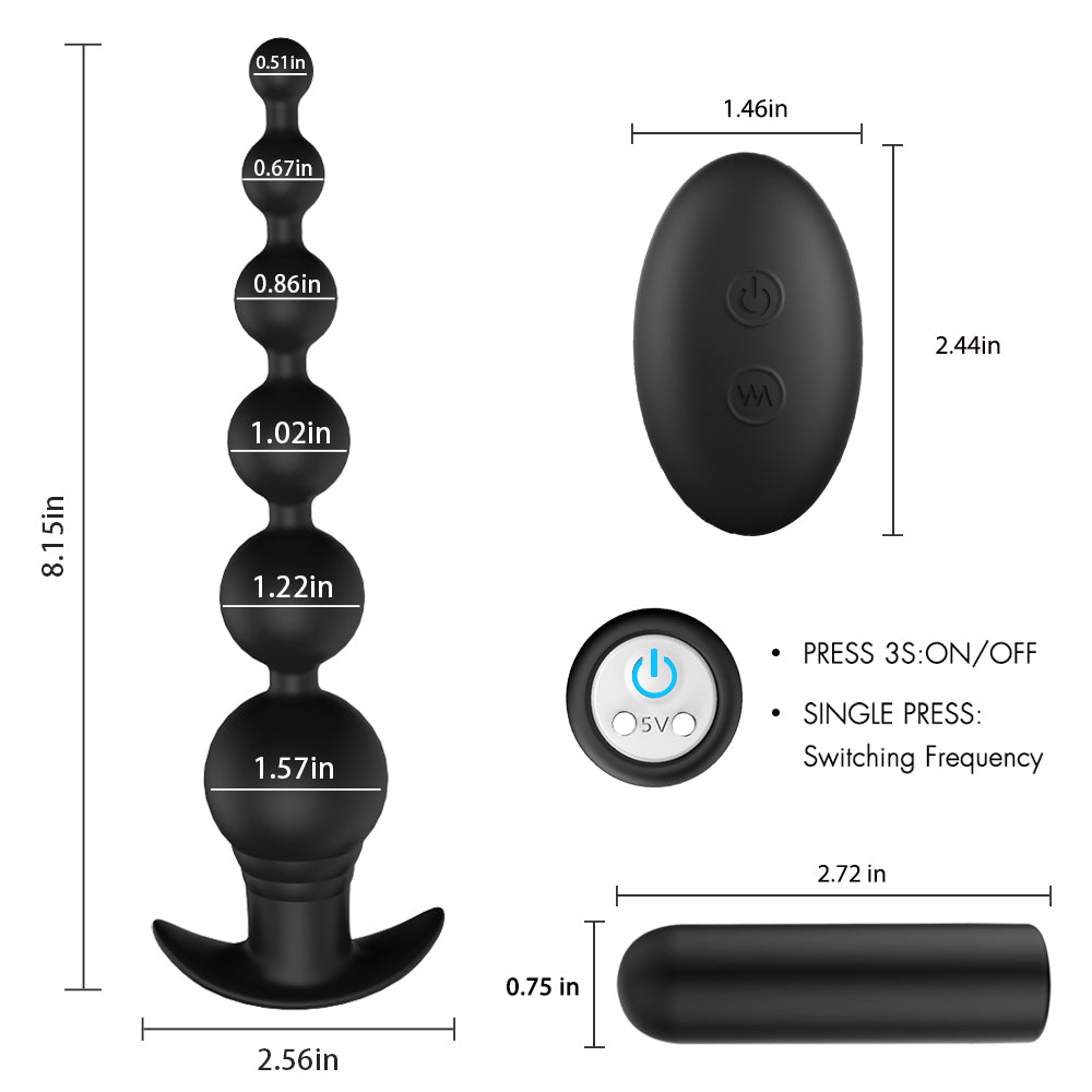 Vibrating Anal Beads Remote control with bullet vibrator