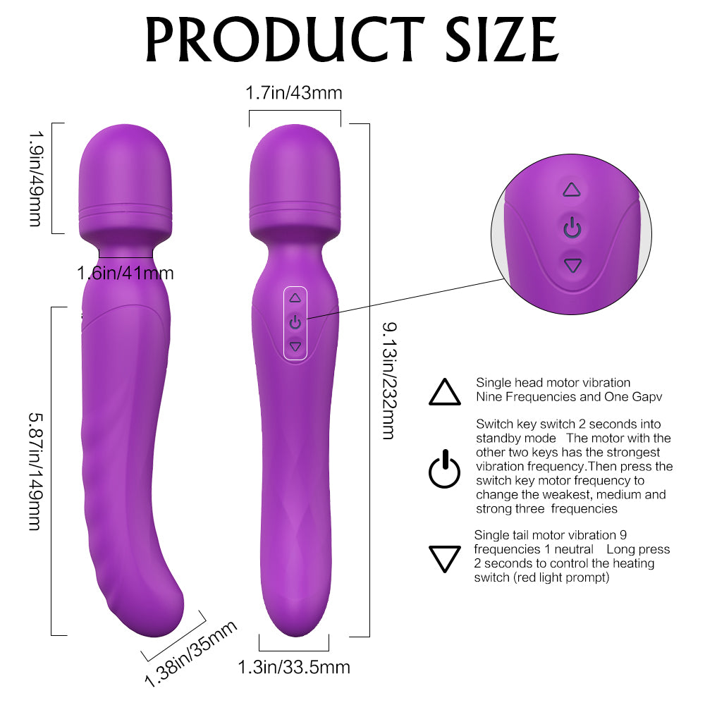 Warming Massage Wand Pink Vibrator with Waterproof and Rechargeable Designs