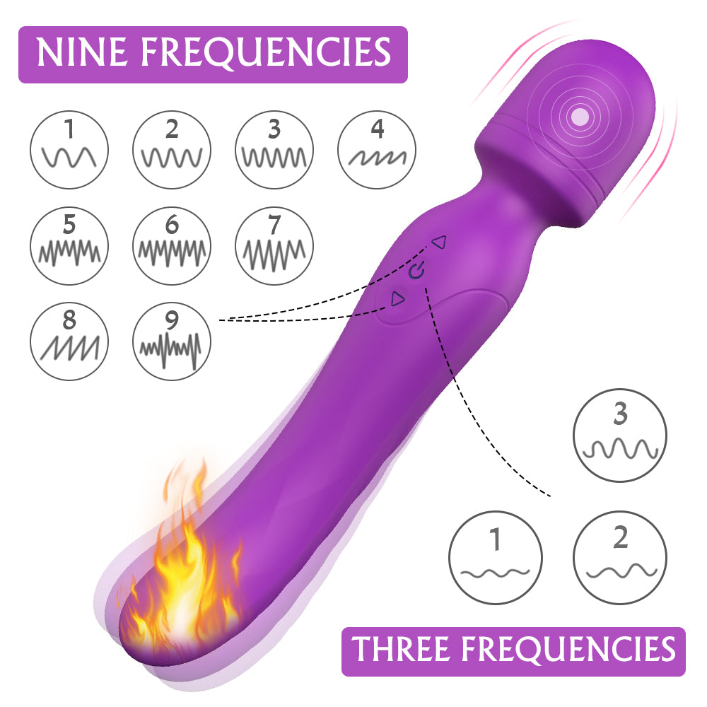 Warming Massage Wand Pink Vibrator with Waterproof and Rechargeable Designs