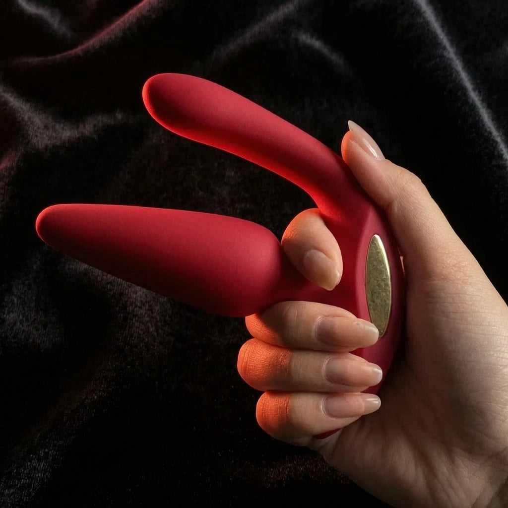 Anal vibrator with clitoral stimulation