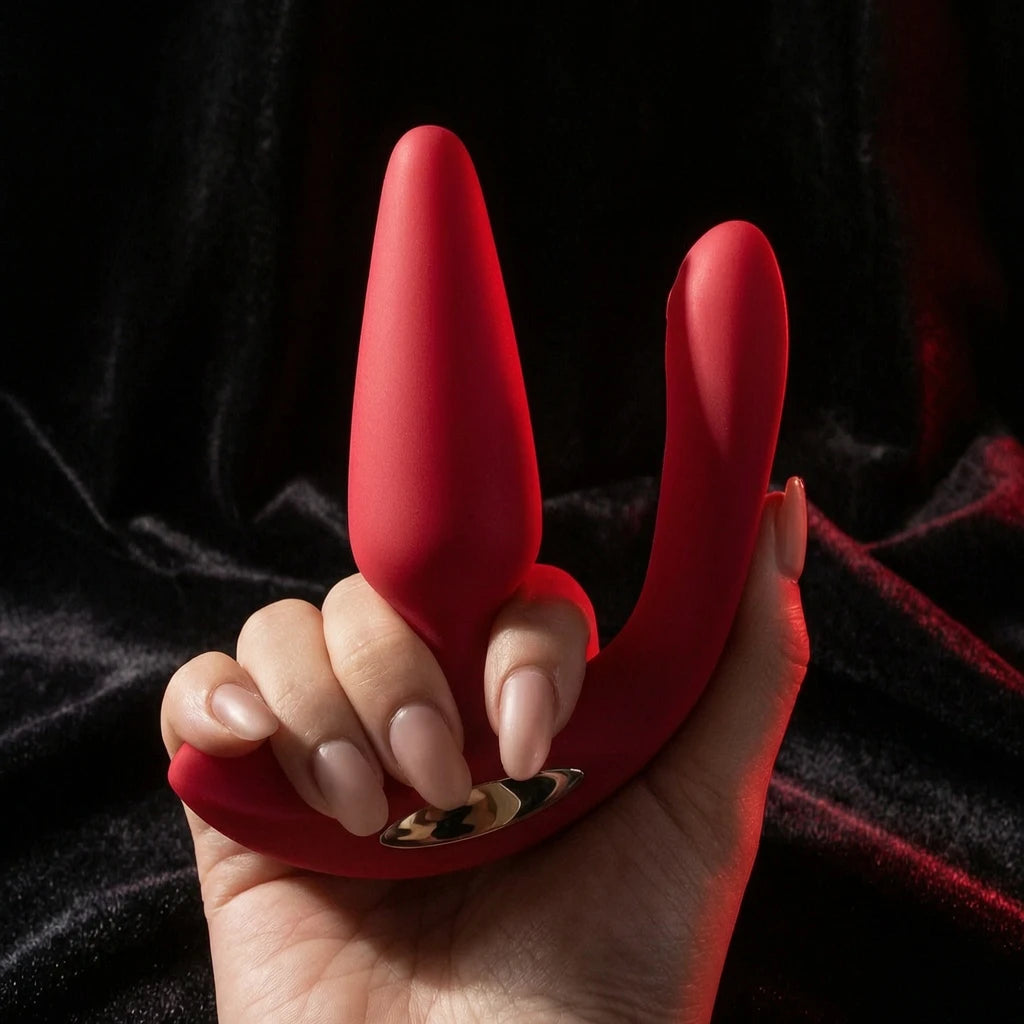 Anal vibrator with clitoral stimulation