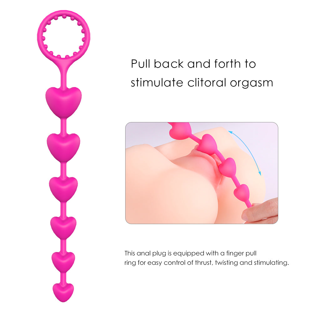 Classic Heart Shaped Anal Beads with cock ring