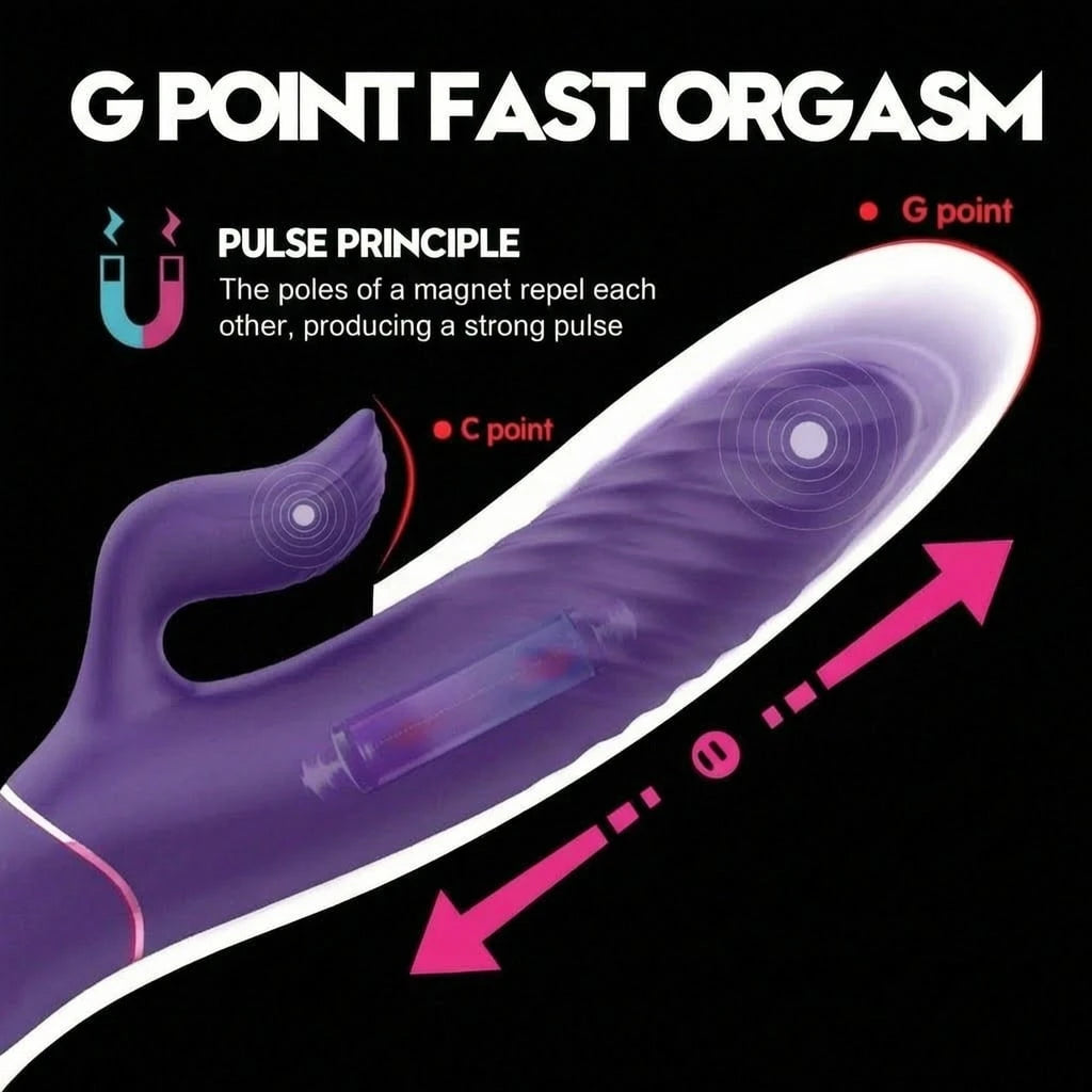 Clitorial Pulsing and Warming Thrusting Vibrator with Waterproof and Rechargeable Designs