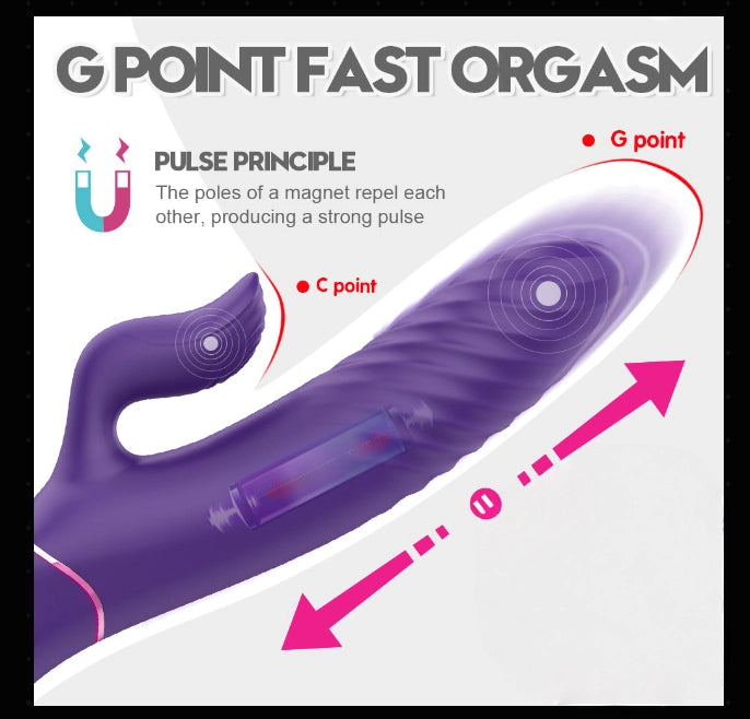 Clitorial Pulsing and Warming Thrusting Vibrator with Waterproof and Rechargeable Designs