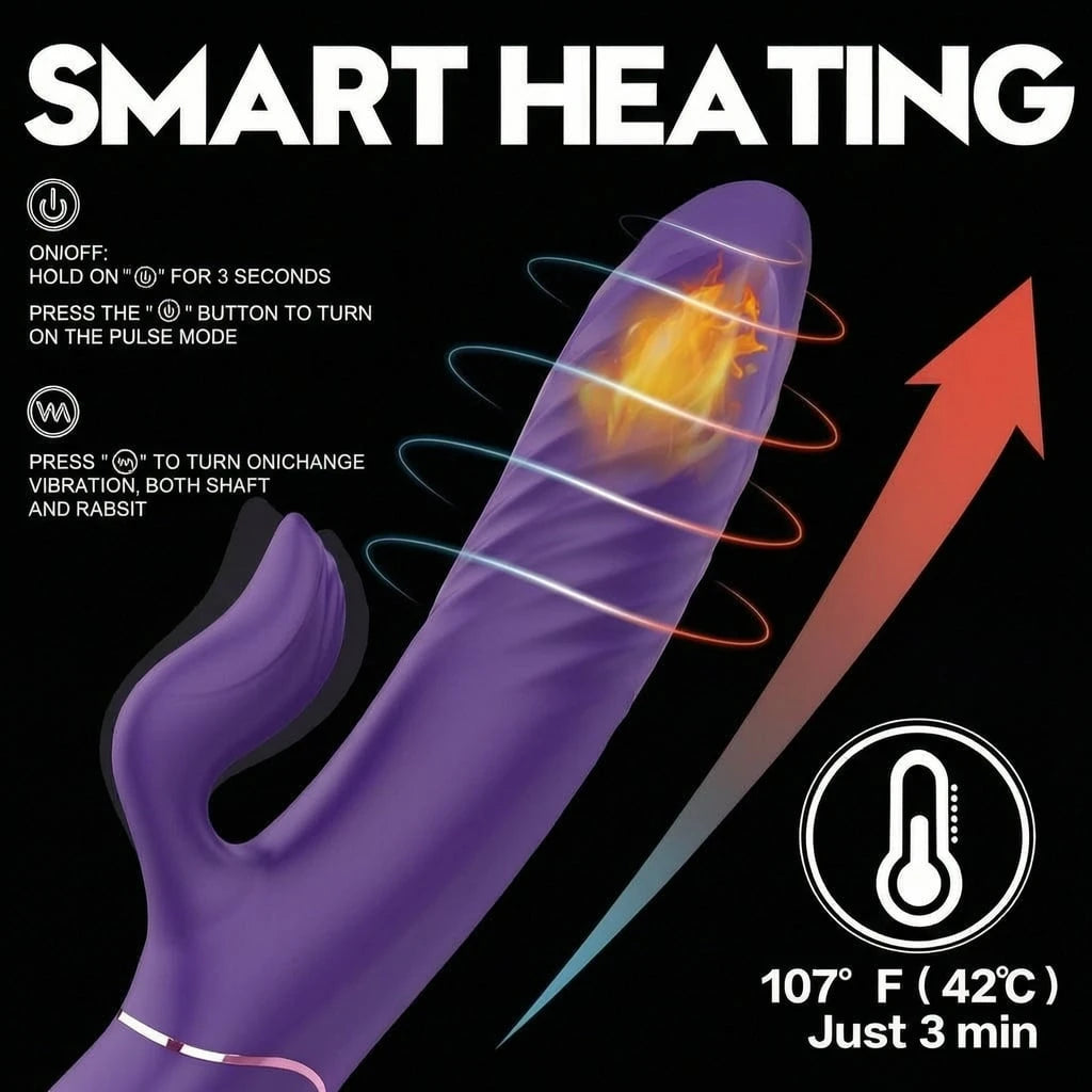 Clitorial Pulsing and Warming Thrusting Vibrator with Waterproof and Rechargeable Designs - smart heating vibrator