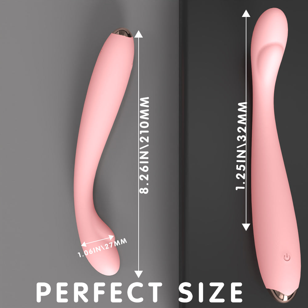 Size comparison of the vibrator next to a smartphone for reference.