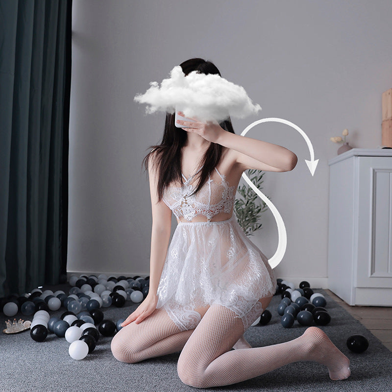 Wildhunni Lace Out Embroidery Underwire Red Babydoll Set