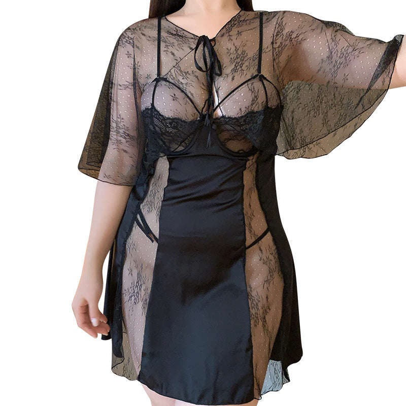 Wildhunni Midnight Charm Semi Cup Chemise Set with Shawl
