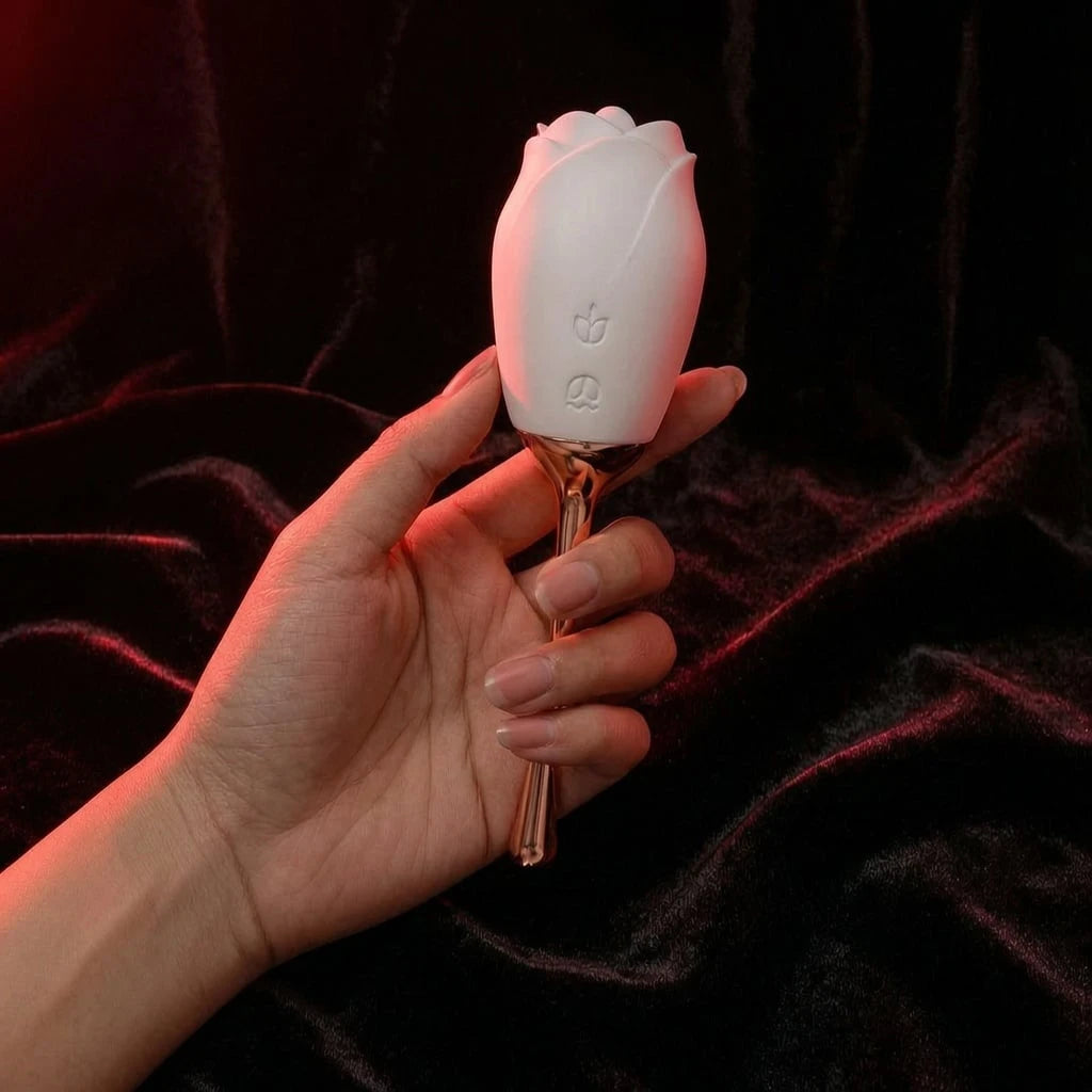 Red Rose & Waterproof Design Tongue Vibrator with Waterproof and Rechargeable Designs   