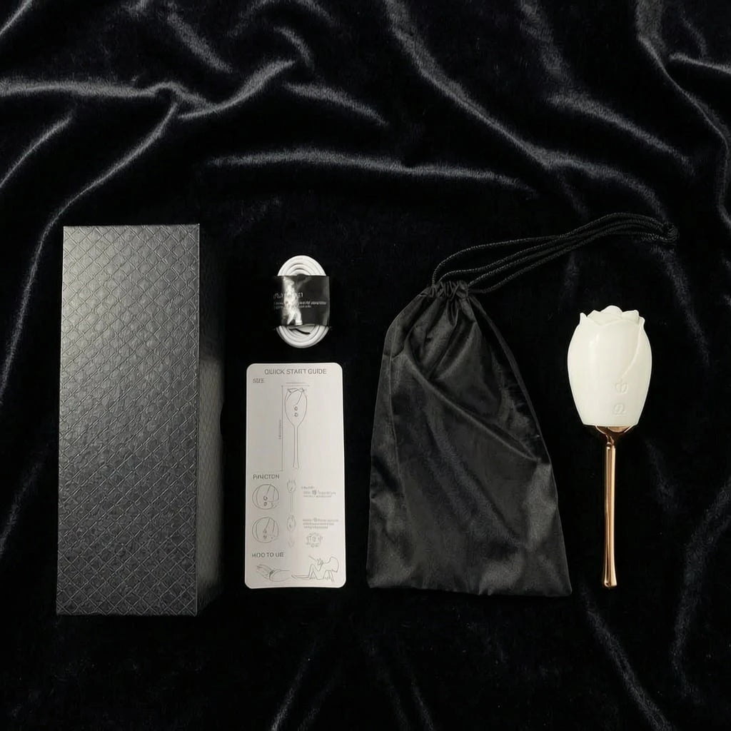 Red Rose & Waterproof Design Tongue Vibrator with Waterproof and Rechargeable Designs   