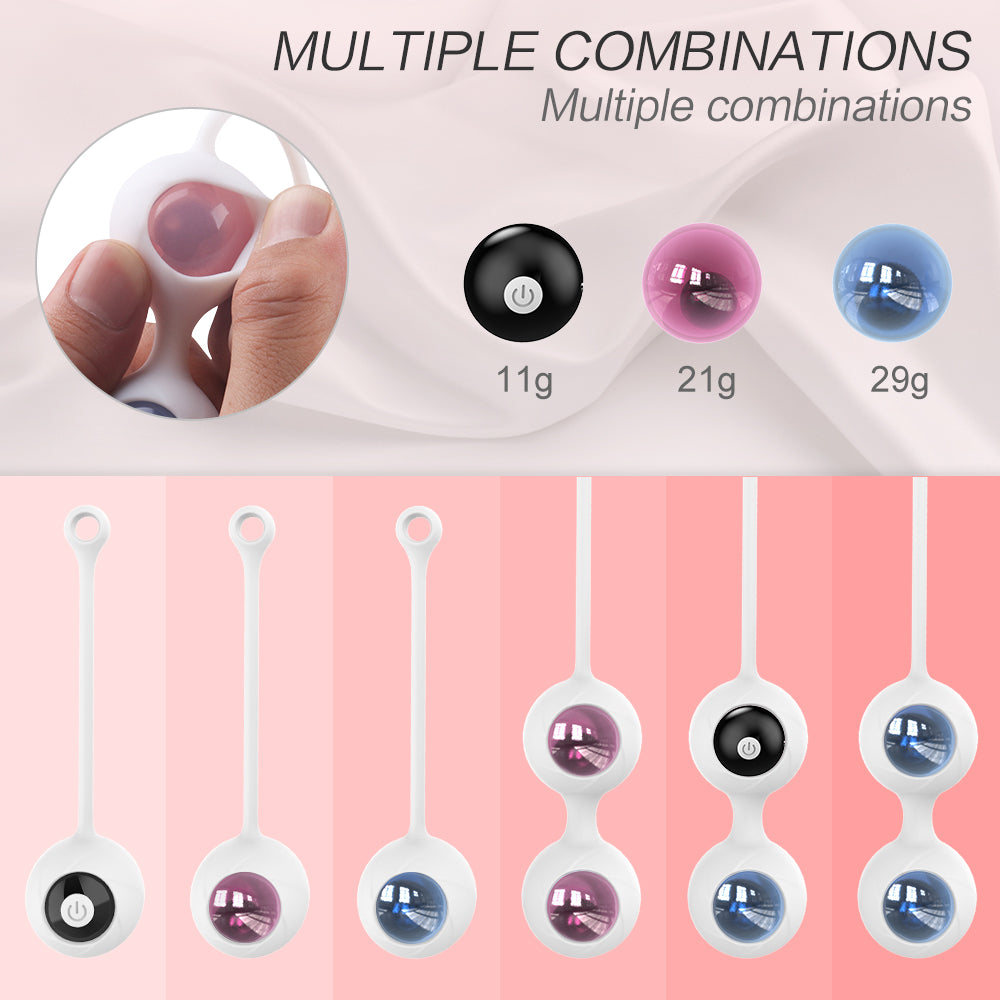 Remote Vibrator White Kegal Ball Set with Waterproof and Rechargeable Designs