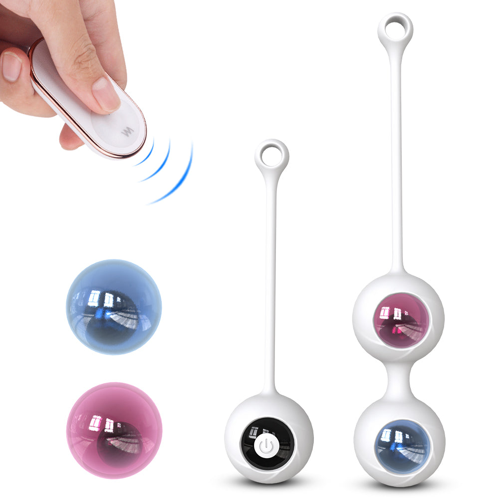 Remote Vibrator White Kegal Ball Set with Waterproof and Rechargeable Designs