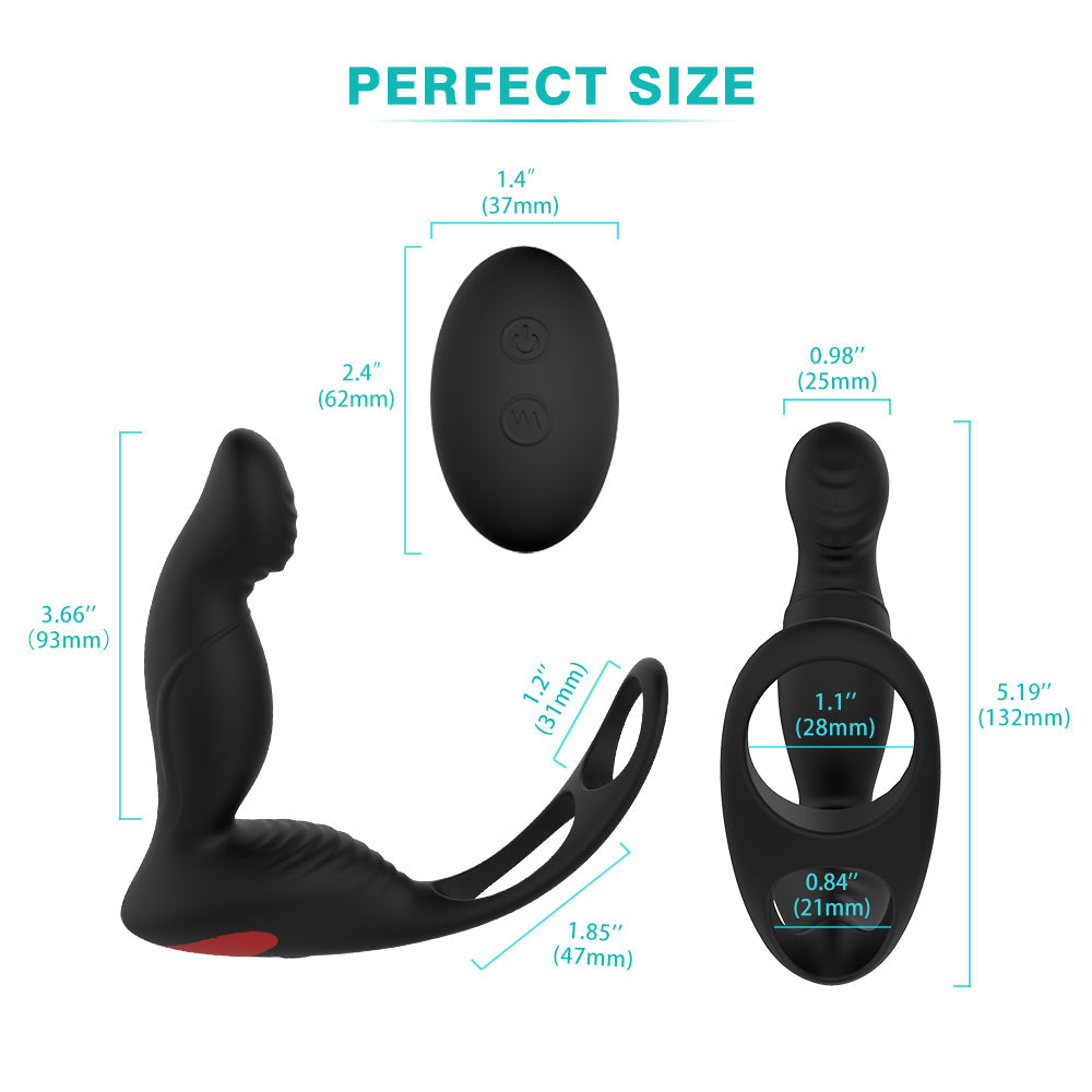 2-in-1 Remote Control Cock Ring Prostate Massager