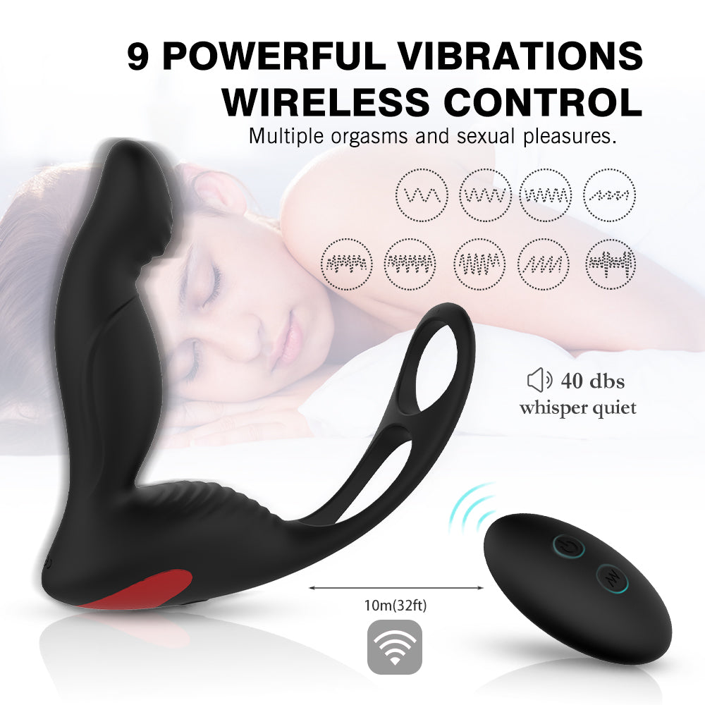 2-in-1 Remote Control Cock Ring Prostate Massager