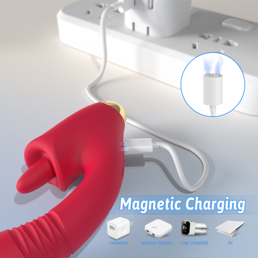 Tongue Clitoral Stimulator Thrusting Vibrator with Waterproof and Rechargeable