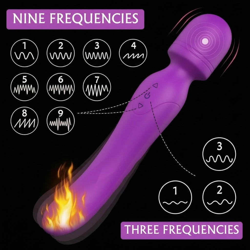 Warming Massage Wand Pink Vibrator with Waterproof and Rechargeable Designs