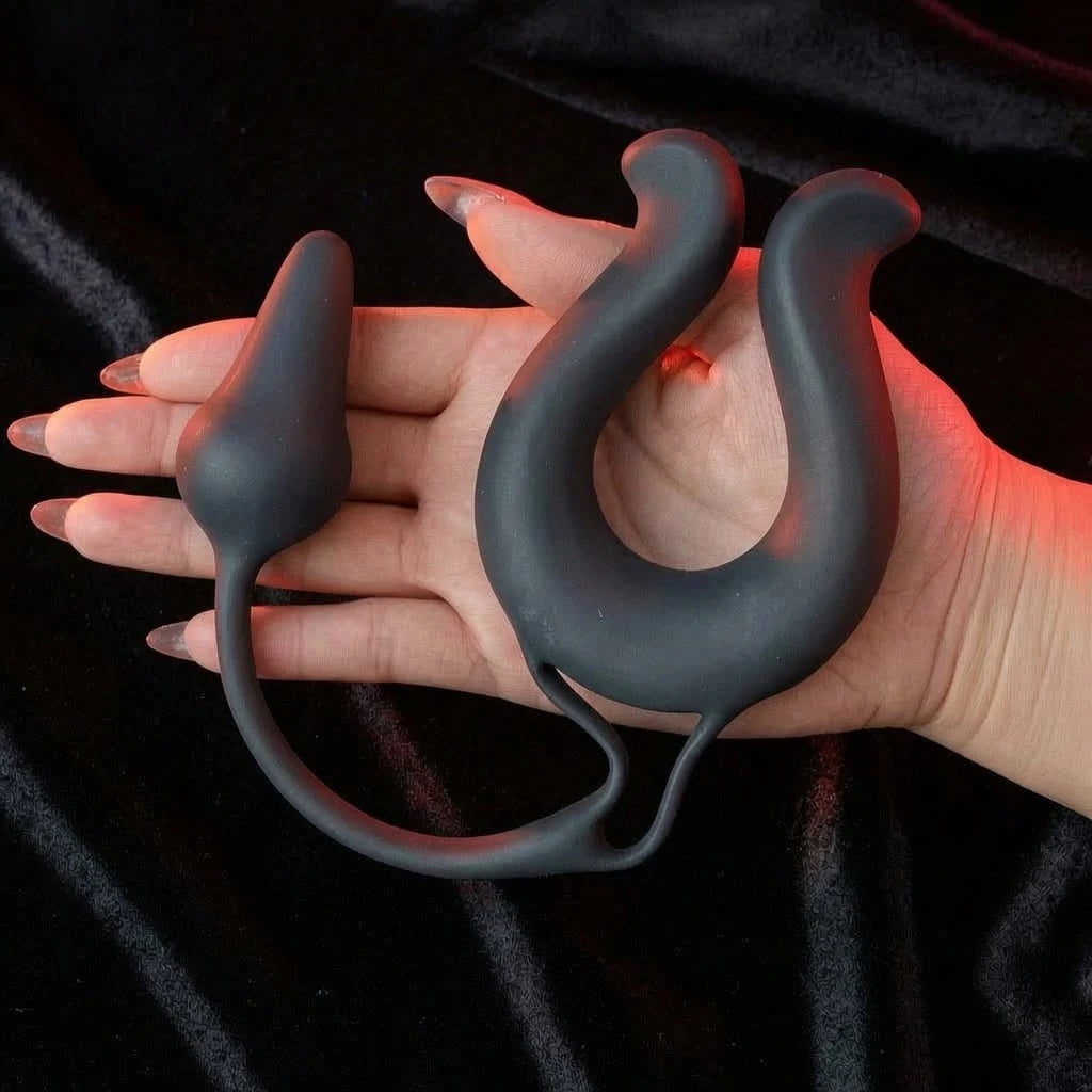 Wildhunni's Vibrating Cock Ring with anal plug using soft medical grade silicone, it is perfect for date night.